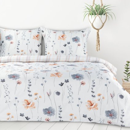 Dupla ágynemű LEA 10 | fehér/szürke 160 x 200 cm 0