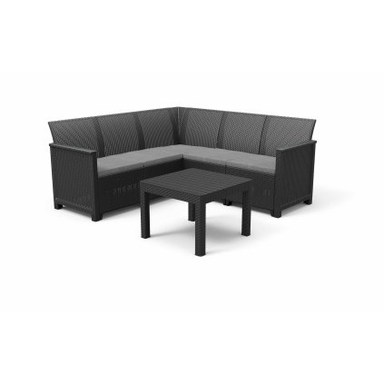 kerti rattan készlet ALODIA CORNER SET 5 grafit