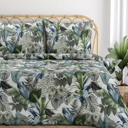 Dupla ágynemű DAVOS 2B | zöld/fehér 160 x 200 cm 0