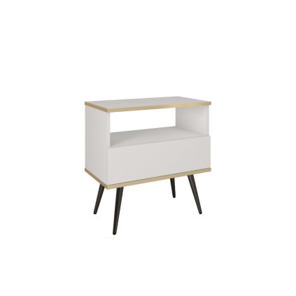 Bijou éjjeliszekrény s54 fehér fekete lábakkal