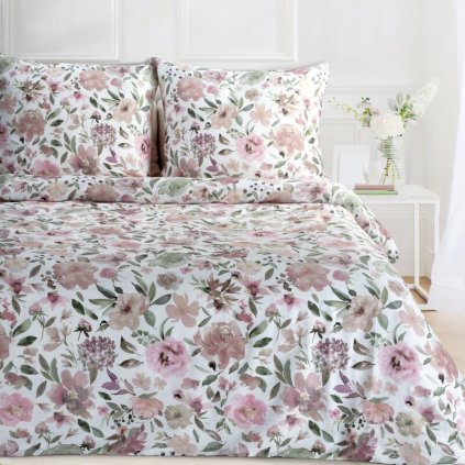 Egyszemélyes ágynemű TAVASZ 57 | rózsaszín/fehér 140 x 200 cm 0