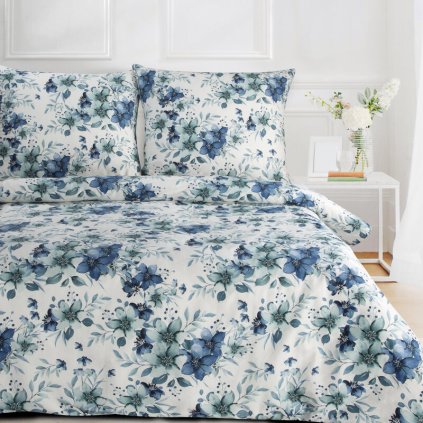 Francia ágynemű TAVASZ 54 | kék/fehér 160 x 200 cm 0