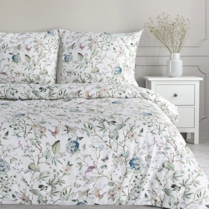 Francia ágynemű TAVASZ 56 | fehér/zöld 160 x 200 cm 0