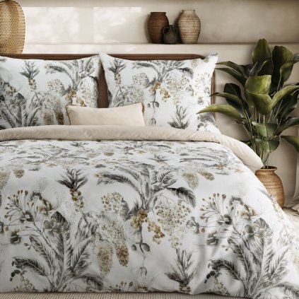 Francia ágynemű TAVASZ 49 | fehér/szürke 160 x 200 cm 0