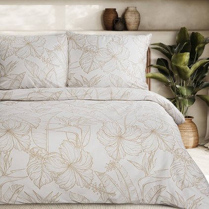 Francia ágynemű TAVASZ 50 | fehér/bézs 160 x 200 cm 0