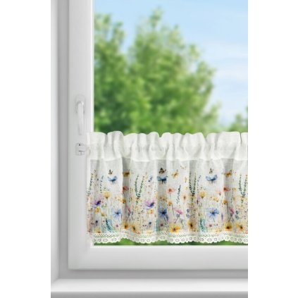 Rövid függöny ROZALIA P | fehér/sárga 150 x 30 cm 0