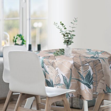 Kerti kerek terítő GARDEN 14E | bézs/türkiz 150 cm 0