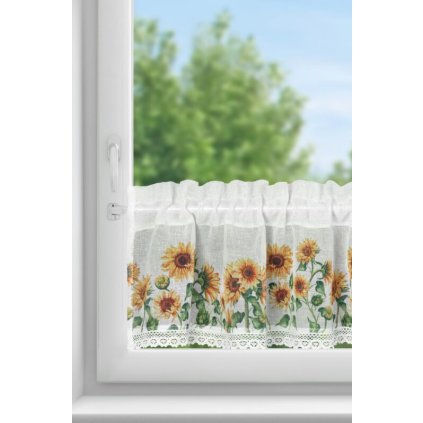 Rövid függöny HELIA P | fehér/sárga 150 x 30 cm 0
