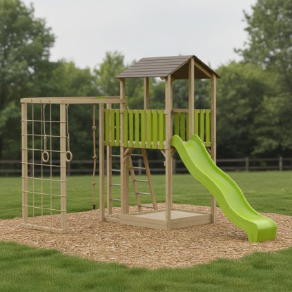 Gyermek kerti ház játszótérrel LUCK a kertben