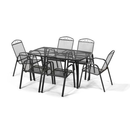 Almvik fekete fém kerti szett