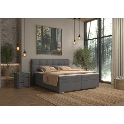 modern, szürke színű, Alpina boxspring ágy 160x200 cm a hálószobában