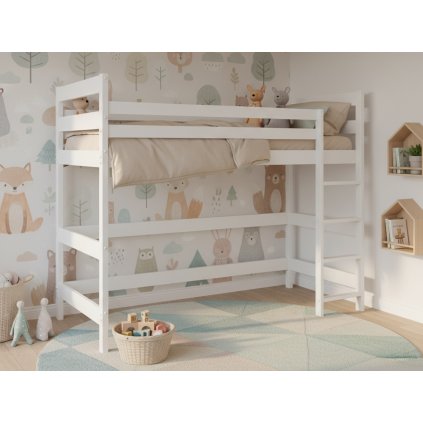 fehér emelt galériaágy a gyerekszobában