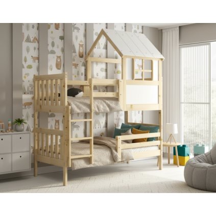 Montessori emeletes ágy Kacper 90x190cm fehér b fenyő a gyerekszobában a gyerekszobában