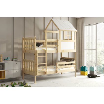 Montessori emeletes ágy Kacper 90x190cm fehér b fenyő a gyerekszobába