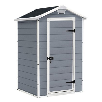 A szürke 4x3m-es kerti ház nem foglal sok helyet