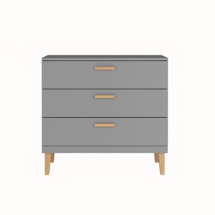 praktikus, szürke színű, három fiókos komód, Kubi