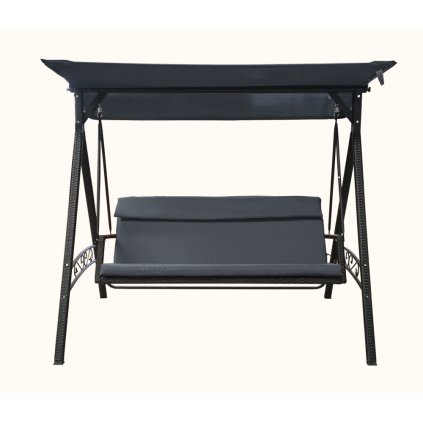 RATTAN kerti hinta fém szerkezettel és műrattannal, fekete