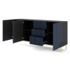 ravenna F komód 90 fekete matt kék arany talp nyitott