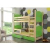 gyerek emeletes ágy maraba tárolóhellyel fenyő zöld