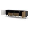 ravenna F tv asztal 2d2s 200 fekete matt tölgy kézműves fekete műanyag lábak nyitott