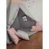 gyereksátor tipoo teepee szürke rózsaszín párnákkal és gyerekszobával
