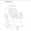 A nagyszerű LINEA VELVET étkezőszék méretei