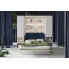 fehér ágy, kék kárpitozott panel BC-17