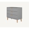 praktikus fiókos komód Kubi szürke fa lábakkal
