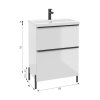 NINO fehér mosdószekrény D60 méretei