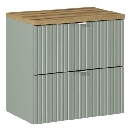 Dulap de baie cu linie superioară verde stuf d60 3