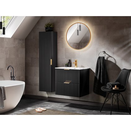 Baie de design Adel neagră cu baterie aurie