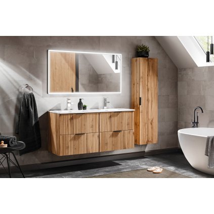 Set de dulapuri moderne din stejar Adel cu mânere negre