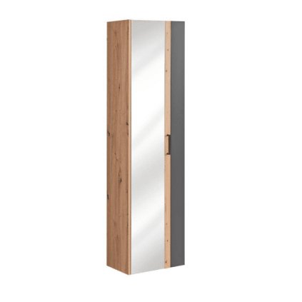 Dulap înalt de baie cu oglindă MADERA Gri 803