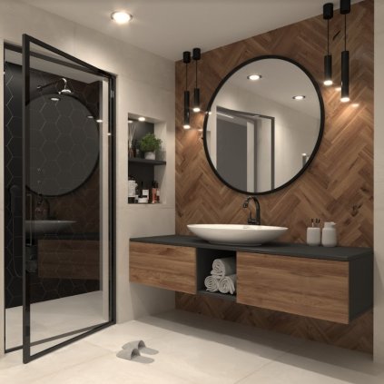 Oglindă de perete modernă Grace 100 în culoarea neagră B100