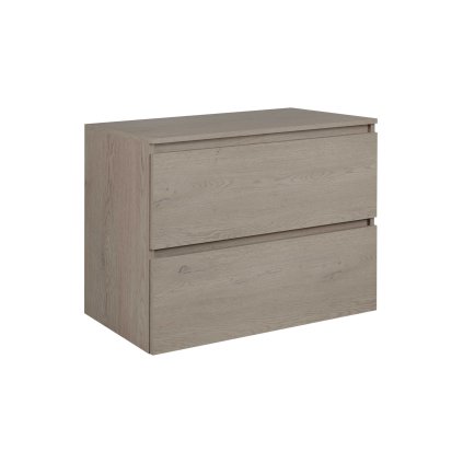 Dulap lavoar simplu din stejar închis, 80 cm, cu panou lateral