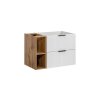Mobilier lavoar ADEL WHITE 82-60-B-2S și raft lateral din stejar Xilo