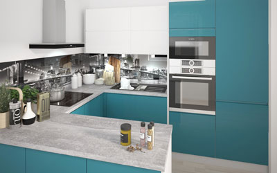 Kuchyňa s lakovanými dvierkami