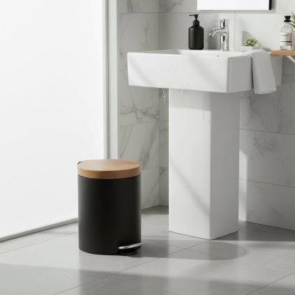 dizajnovy odpadkovy kos 5l awd02031786 cierny v kupelni