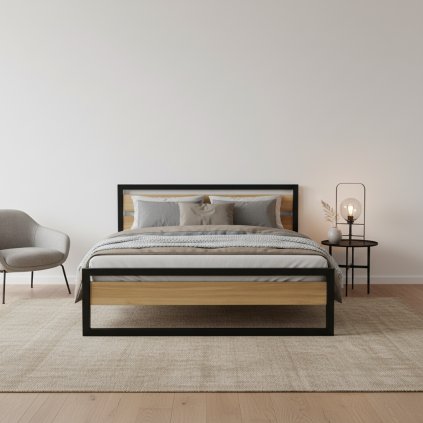 masivna postel lk 371 dub v interieri