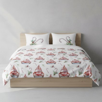 vianocne obliecky na dvojlozko candy 01 biela cervena 220 x 200 cm v spalni