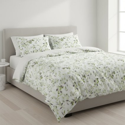 obliecky na jednolozko mili biela zelena 140 x 200 cm v spalni