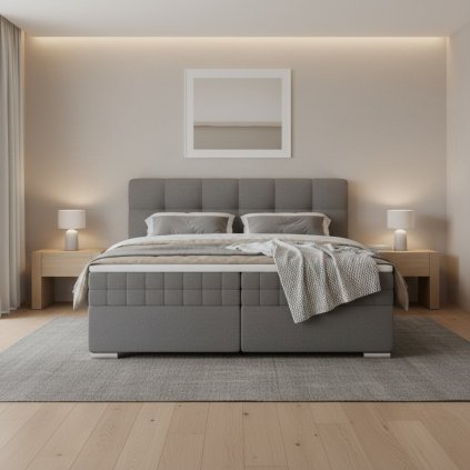 boxspring postel alpina siva