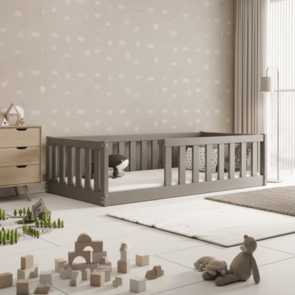 montessori detska postel balasime grafit v detskej izbe