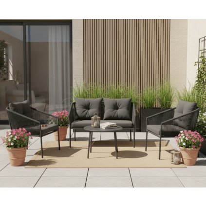 dizajnove zahradne sedenie jensen cierna lavica na terase do kazdeho pocasia grafit