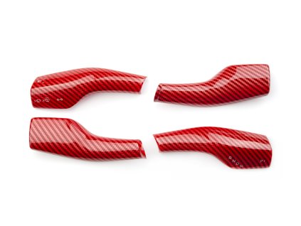Decoration Set Elvix for Model Y/3 carbon fiber patterned gear lever (2 Pcs, Red)