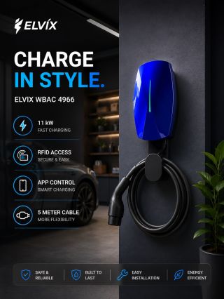 Charge in style with ELVIX. ⚡ Meet the ELVIX WBAC 4966 Blue — a premium EV charging station designed for drivers who value...