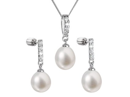 Perlová souprava z říčních perel bílá 29032.1B