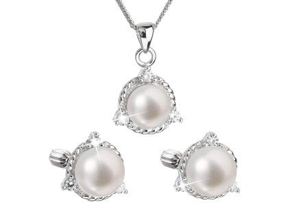 Perlová souprava z říčních perel bílá 29033.1B