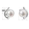 Stříbrné náušnice visací s bílou říční perlou 21038.1