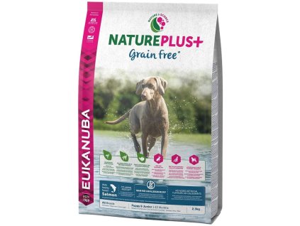 Granule pro štěňata Eukanuba Nature Plus+ s lososovou příchutí / POŠKOZENÝ OBAL